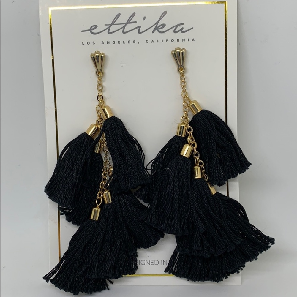 Black and Gold Day Dreamer Tassel Earrings